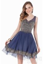 Terani Prom - Illusion V-neck Multi Color Beads Embellishment Cocktail Dress 1621h1006