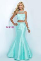 Blush - Crystal-encrusted Halter Neck Trumpet Gown 11084