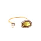 Tresor Collection - Organic Yellow Diamond With Pave Diamond Ring In 18k Rose Gold