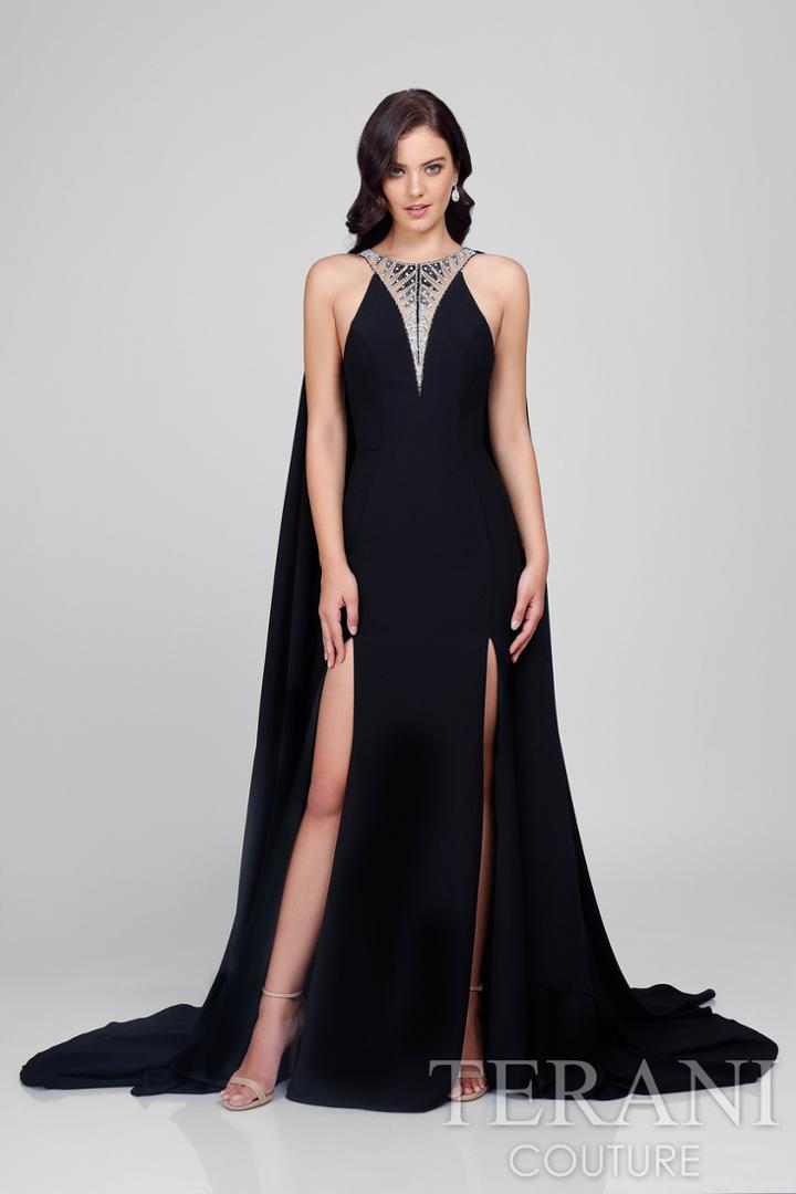 Terani Evening - Champion Beaded And Caped Satin Mermaid Dress 1712e3654