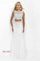 Blush - Beaded Bateau Neck Two Piece Sheath Gown 11066