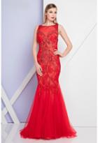 Terani Evening - 1721gl4419 Sleeveless Beaded Floral Trumpet Gown