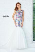 Angela And Alison - Multi-colored Embroidery Detailed Mermaid Gown 771023