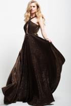 Jovani - 54684 Crisscross Halter Neck Evening Gown