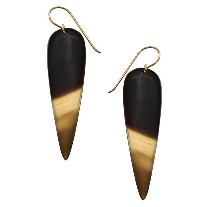 Heather Hawkins - Water Buffalo Horn Earrings - Natural / White