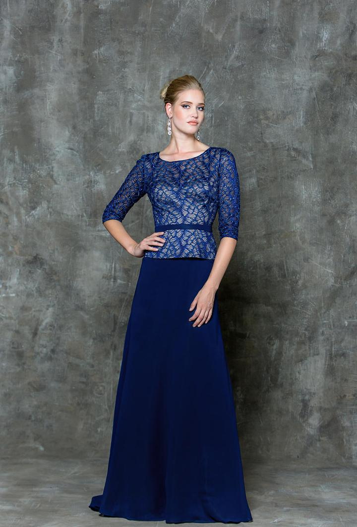 Glow By Colors - G710 Quarter Length Sleeve A-line Dress