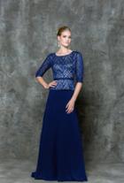 Glow By Colors - G710 Quarter Length Sleeve A-line Dress