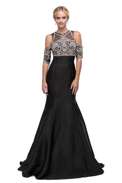 Dancing Queen - 9891 Crystal Encrusted Cut Out Evening Gown