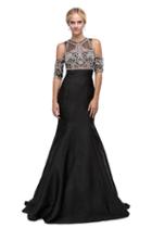 Dancing Queen - 9891 Crystal Encrusted Cut Out Evening Gown