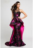 Terani Evening - 1723e4304 Illusion Halter Neck Sheath Dress