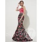 Studio 17 - Vibrant Floral Print Satin Trumpet Gown 12600