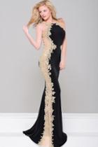 Jovani - Jvn40890 Gold Embroidered Fitted Dress