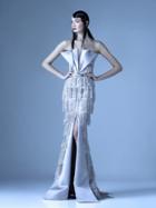 Mnm Couture - G0971 Fringe Fan Bustline Trumpet Dress