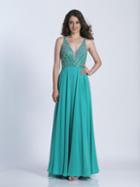 Dave & Johnny - A6188 Sleeveless V-neck Beaded A-line Gown
