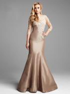 Mac Duggal Couture - 62315 Illusion Quarter Sleeve Trumpet Gown
