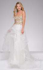 Jovani - 36990 Crystal Embellished Strapless A Line Gown