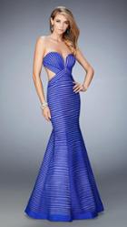 La Femme - 22530 Plunging Striped Mermaid Gown