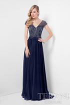 Terani Evening - Bedazzled V-neck Chiffon A-line Dress 1711m3367