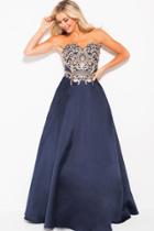 Jovani - Jvn50070 Gilt Embroidered Strapless A-line Gown