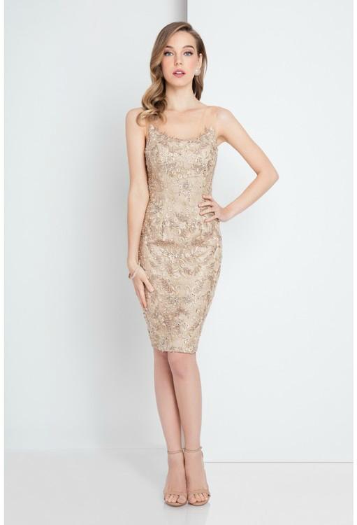 Terani Evening - 1721c4001 Lace Scoop Sheath Dress