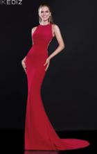 Tarik Ediz - Floral Beaded Back Details Svelte Gown 92546