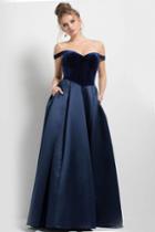 Jovani - 52069 Velvet Off The Shoulder Evening Dress