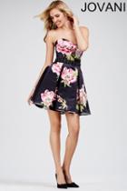 Jovani - Strapless Sweetheart Floral Print A-line Cocktail Dress 28880
