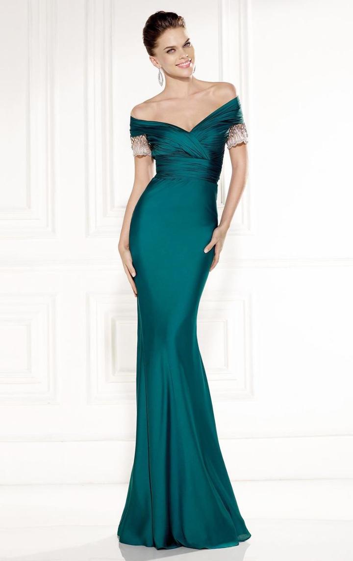 Tarik Ediz - Ruched Off-shoulder Gown 92434