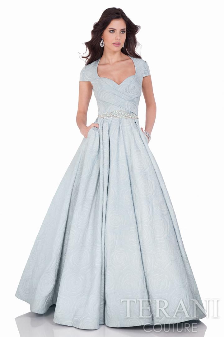 Terani Evening - Chic Crisscross Draped Brocade Gown 1622e1550