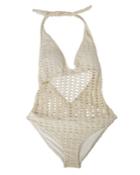 Nicolita Swimwear - Deep V Crochet One Piece Swimsuit Ivory