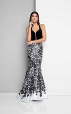 Terani Couture - Contrast Lace Print Satin Mermaid Dress 1715p3825