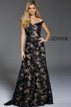 Jovani - 52187 Sequined Off-shoulder A-line Dress