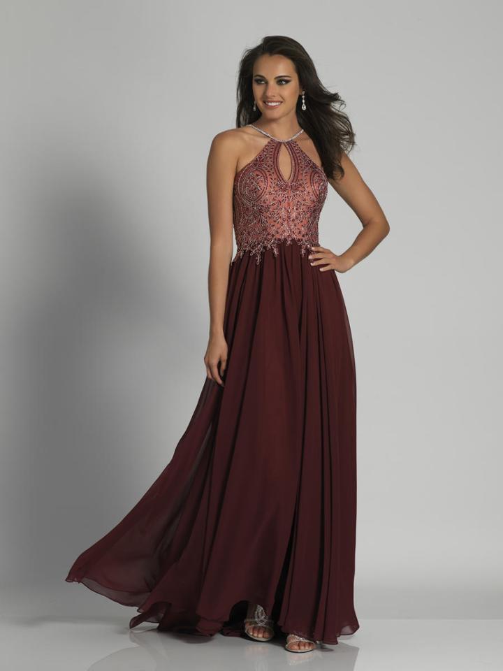 Dave & Johnny - 3250 Halter Cutout Bodice A-line Gown