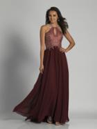 Dave & Johnny - 3250 Halter Cutout Bodice A-line Gown