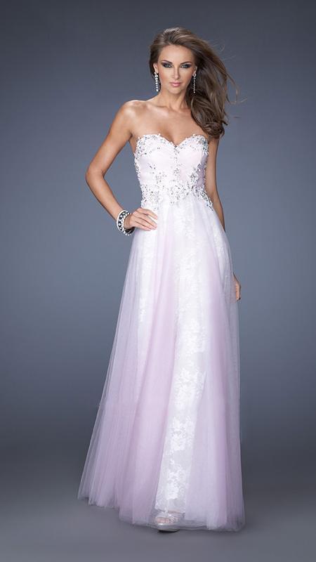 La Femme - Long Strapless Sweetheart Dress With Layered Tulle Skirt 19967