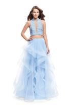 La Femme - 26240 Two Piece Beaded Cutout Ruffle Tulle Gown