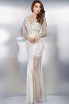 Jovani - 28027 Crystal Embellished Long Sleeves Gown