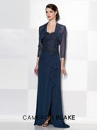 Cameron Blake - Lace Applique Gown With Bolero In Navy 215631