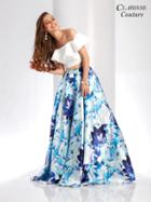 Clarisse - 4937 Off-shoulder Two-piece Floral Print Gown