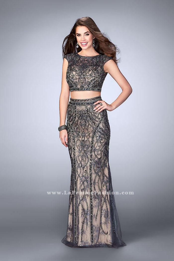 Gigi - Beaded Two Piece Open Back Long Prom Dress 24386