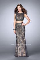 Gigi - Beaded Two Piece Open Back Long Prom Dress 24386