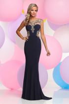 Zoey Grey - Jeweled Illusion High Neck Jersey Dress 31107