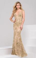 Jovani - 48944 Plunging V-neck Rich Lace Evening Gown