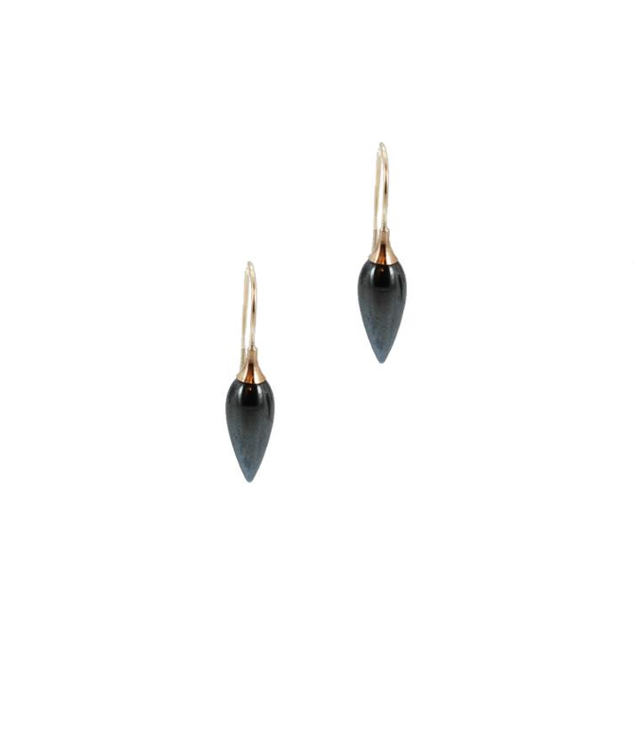 Lori Kaplan Jewelry - Green Serpentine Smooth Drop 14k Earrings