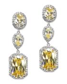 Cz By Kenneth Jay Lane - Canary Yellow Linear Drop Pierced Earring