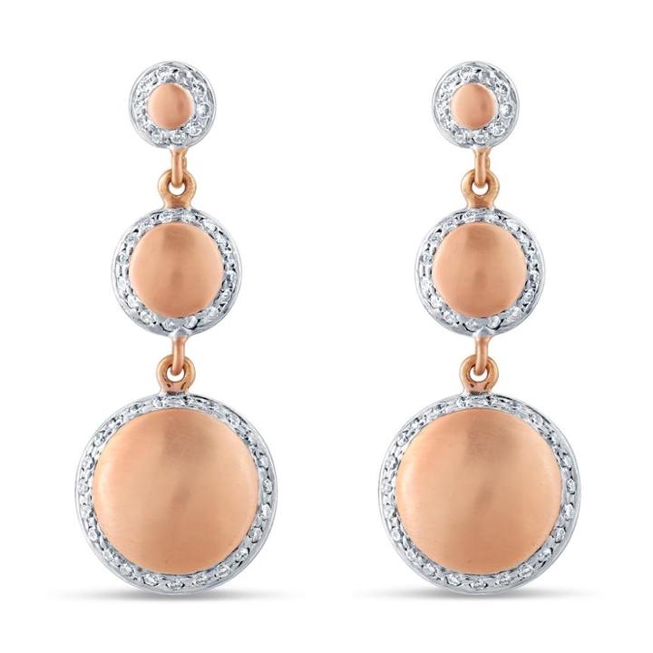 Tresor Collection - Lente 3 Tier Earrings With Pave Diamond Frame In 18k Rose Gold