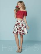 Hannah S - 27190 Two-piece Off-shoulder Floral Satin Short Dress