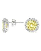 Cz By Kenneth Jay Lane - Classic Canary Pavã© Round Pierced Stud Earring 419153084446
