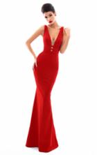 Tarik Ediz - 50336 Plunging V-neck Tri-band Mermaid Gown