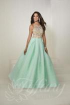 Tiffany Designs - 16289 Bejeweled Illusion Halter Brocade Ballgown